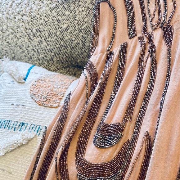 free people nude beaded jumpsuit 🔮 size 4 - Picture 2 of 8